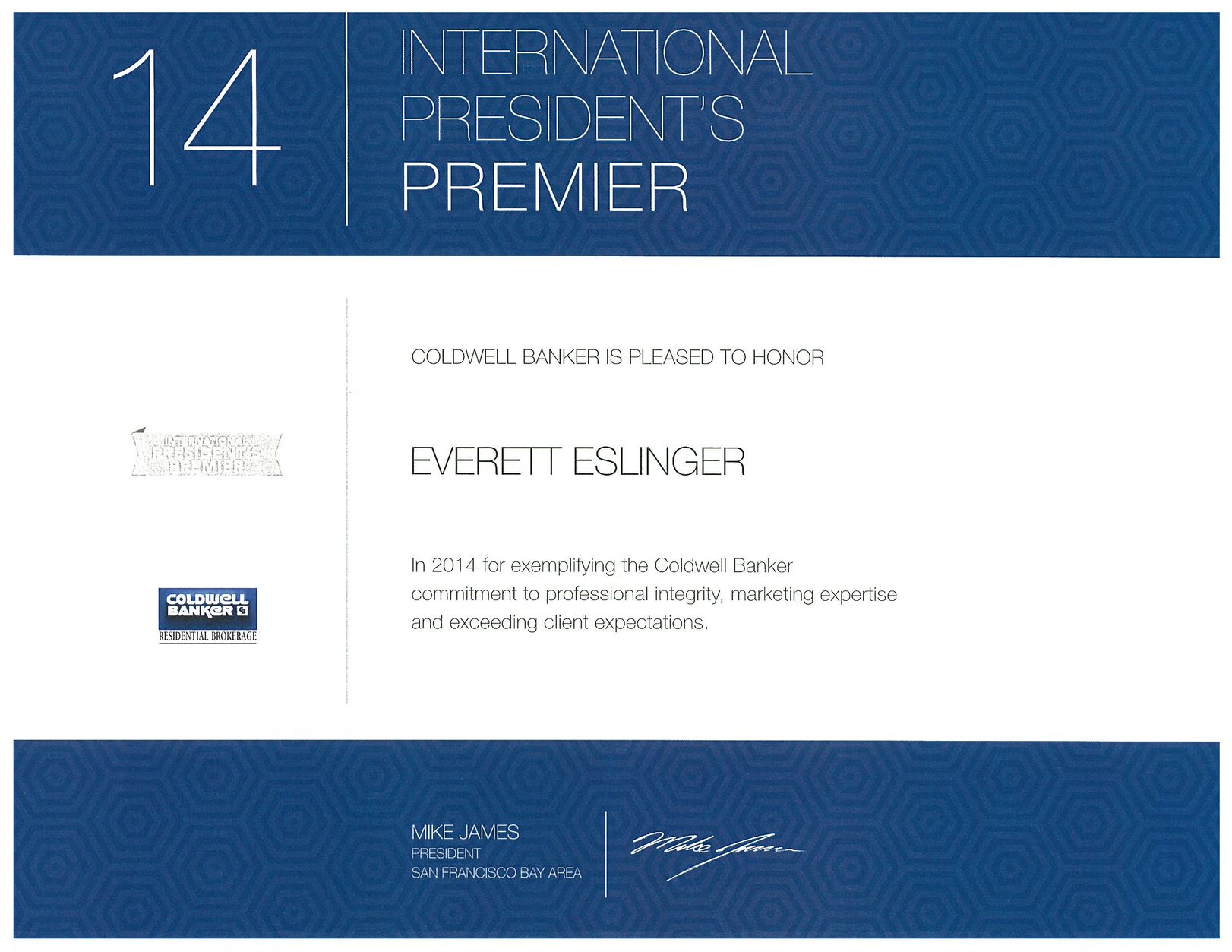 2014 Intl Pres Premier Award
