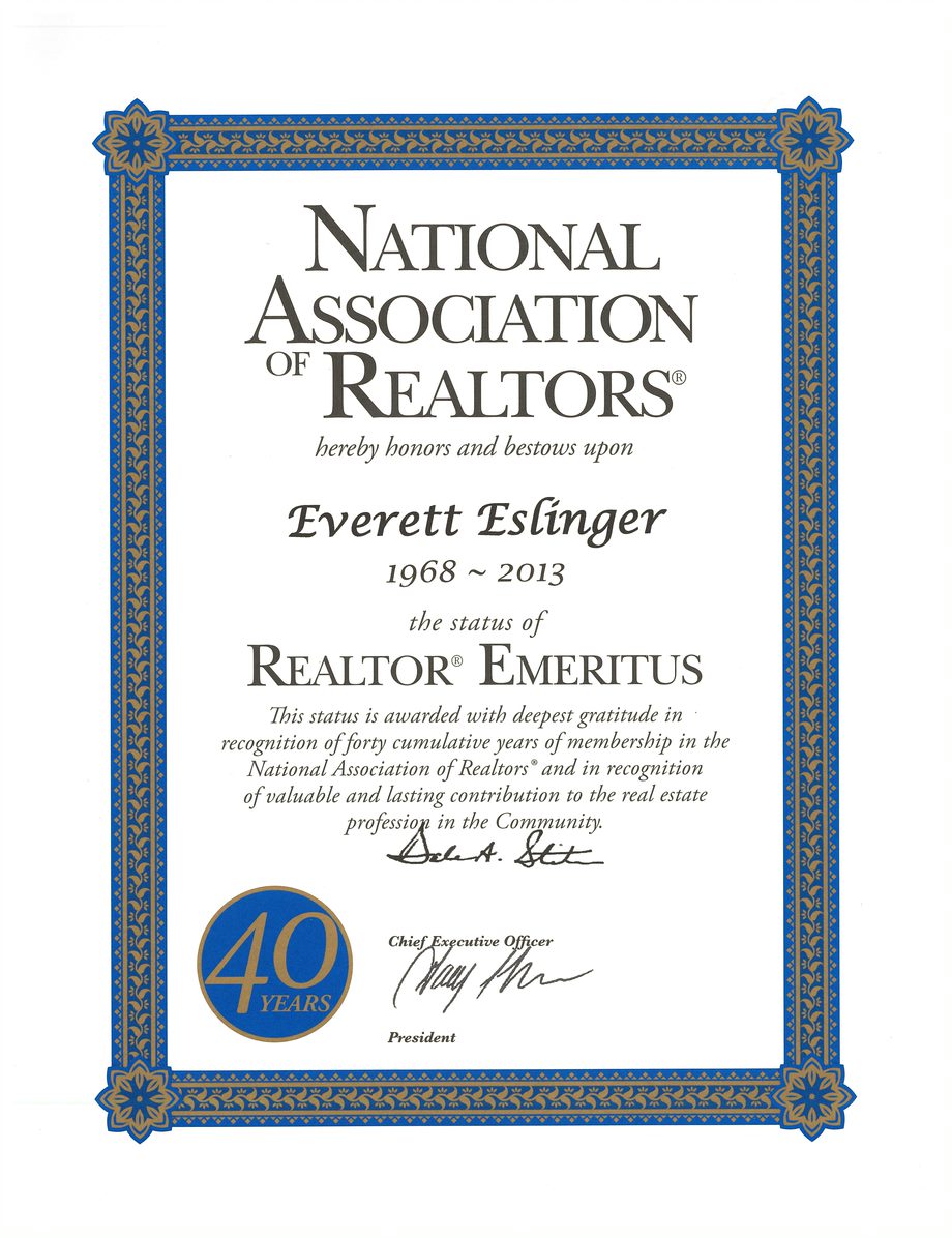 Realtor Emeritus certificate